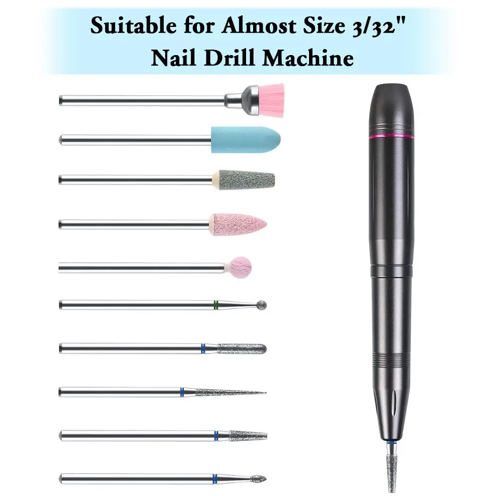

Nail Drill Bits Set [10 PCS], Electric Nail Drill Kit Nail Drill Tools for Manicure Pedicure for Acrylic Gel Nails Cuticle