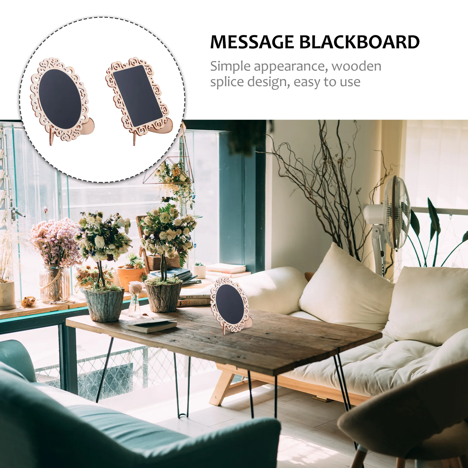 

10pcs Lovely Hollow Wooden Small Blackboard Decorations Mini Blackboards for Decor