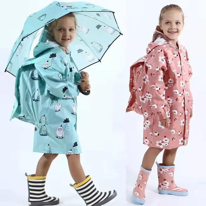 

NEW Children Rain Poncho Boys Girls Poncho with Schoolbag Child Thickened Windbreaker Raincoat Rain Poncho