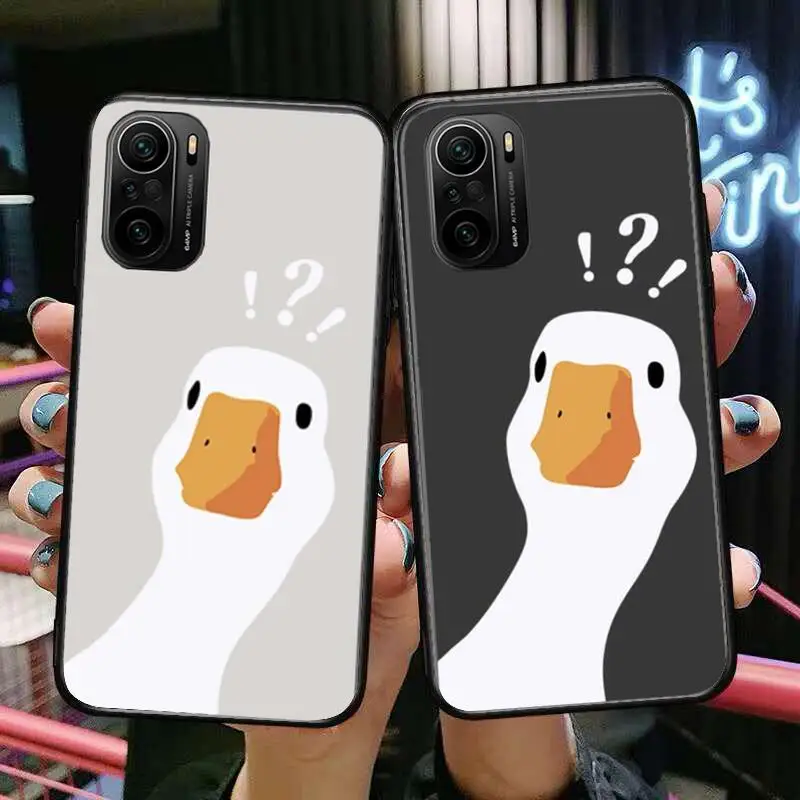 

Cartoon Doubt Duck Phone Case For xiaomi redmi POCO F1 F2 F3 X3 Pro M3 9C 10T Lite NFC Black Cover Silicone Back Prett mi 10 ult