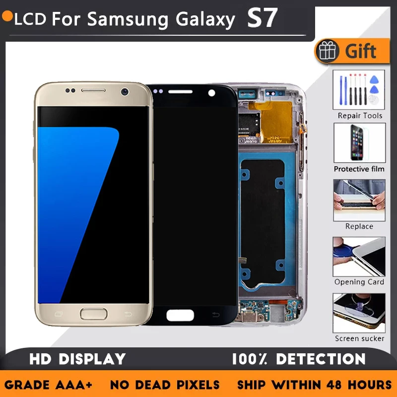 

For Samsung Galaxy S7 Display S7 LCD G930F Screen Replacement For Samsung s7 Screen G930A Lcd Display With Frame