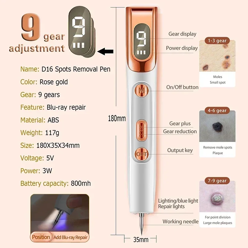 Теги для удаления кожи Лазерная плазменная ручка Машина родинок Пикосекундные