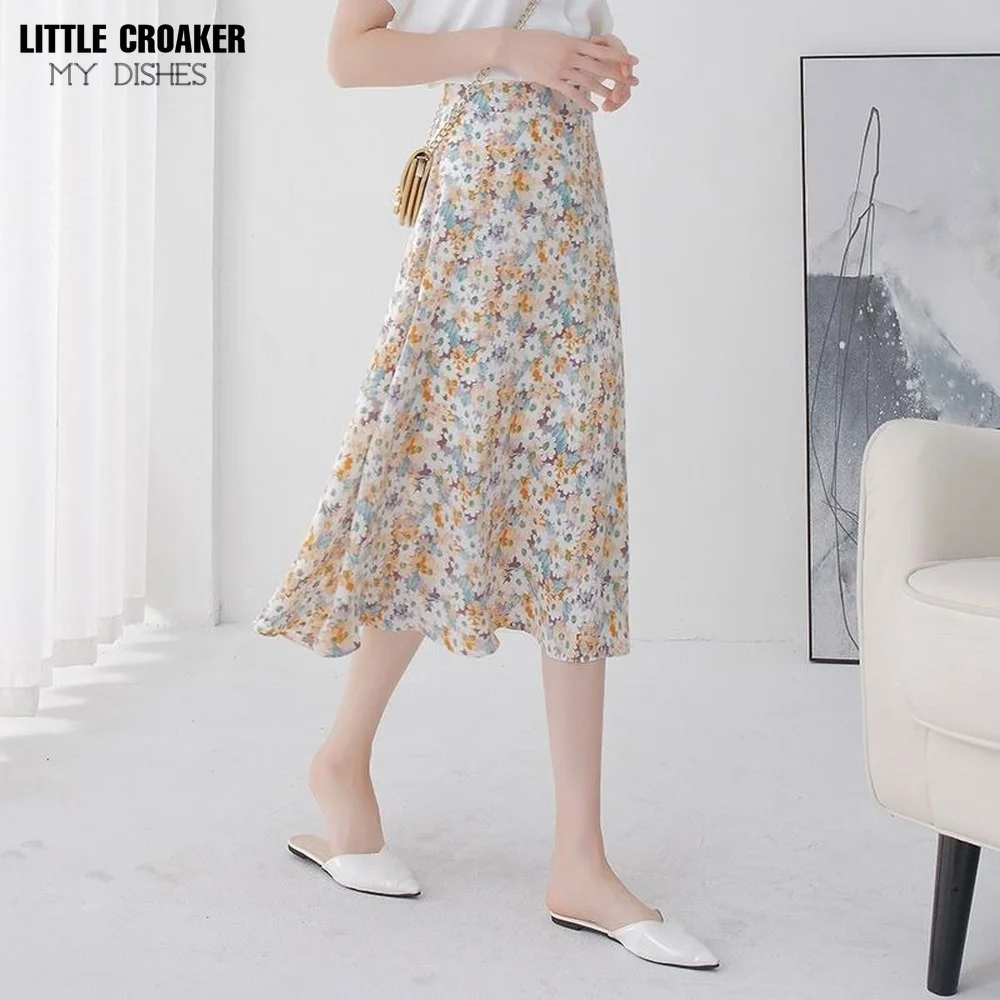 

Женская длинная юбка-зонтик, свободная юбка из тюля с цветочным принтом маргариток масляной живописи, с высокой талией, весна-лето 2022