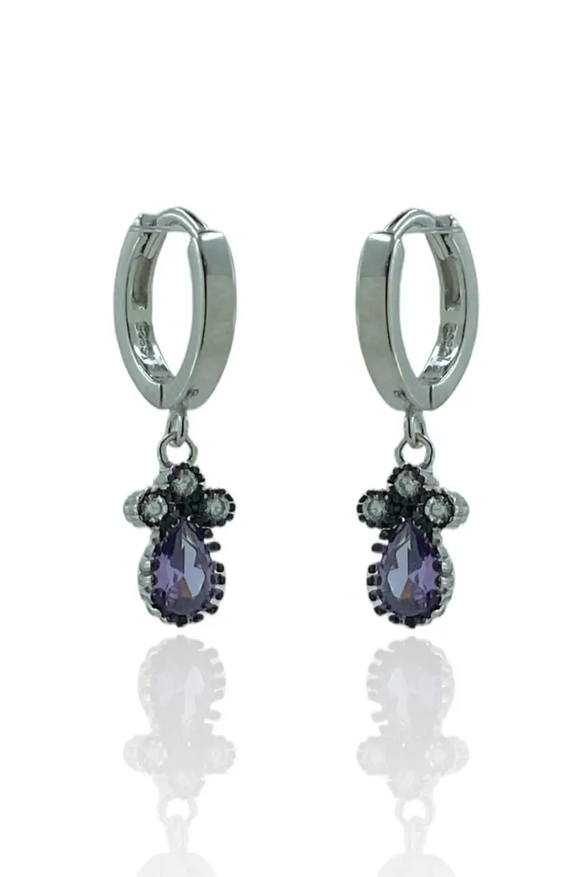 

Drop Amethyst Stone Dangle 925 Sterling Silver Earrings