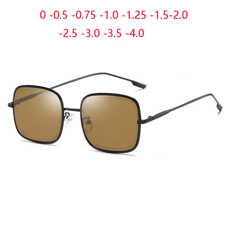 

Fashion Square Women Men Sunglasses 2022 Metal Anti-UV Myopia Lens Prescription Sun Glasses Polarized 0 -0.5 -0.75 -1.0 To -4.0