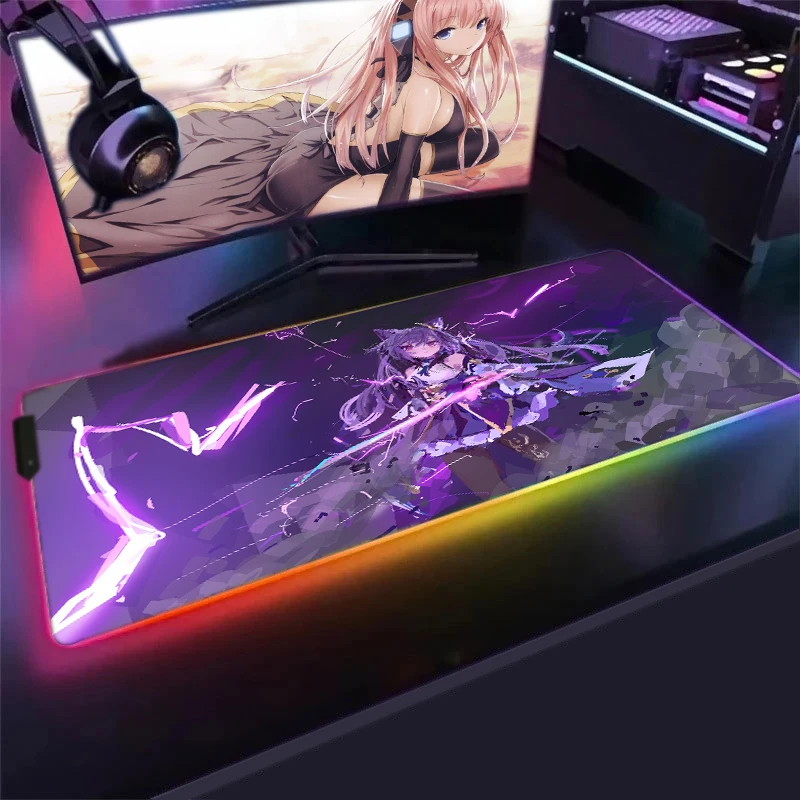

RGB Genshin Impact Mouse Pad PC Gamer Computer Carpet Laptop Anime Keyboard Mouse Mat Large Keyobard Gaming Accessories Mousepad