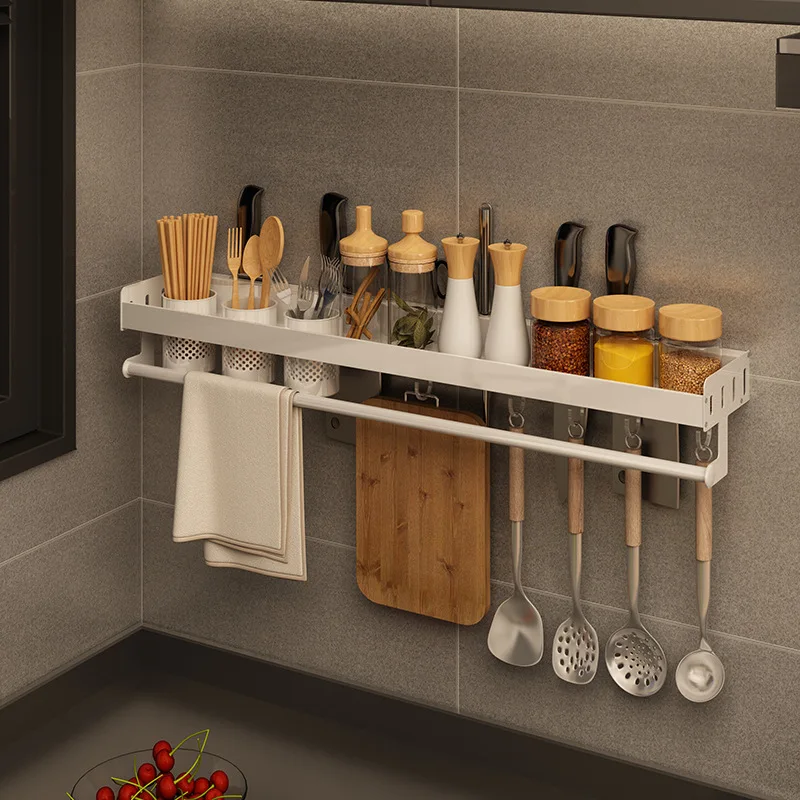 

Kitchen Storage Shelf Wall-mounted Spice Racks Space Aluminum Multifunctional Storage Rack Kitchen Shelf Kitchen Organizer