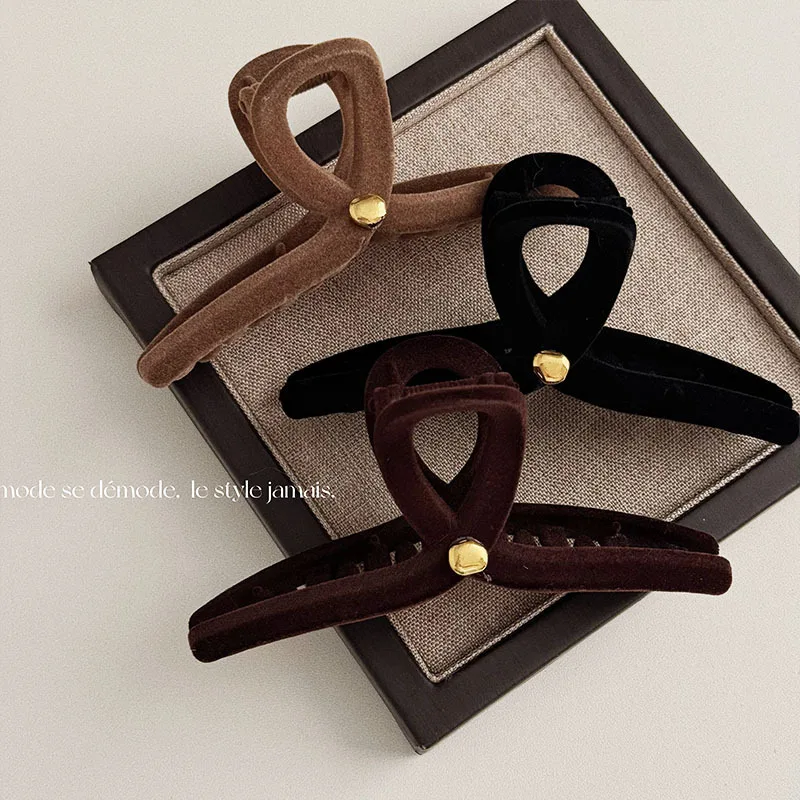 Новые флокирующие заколки для волос большого размера золотого цвета Женские