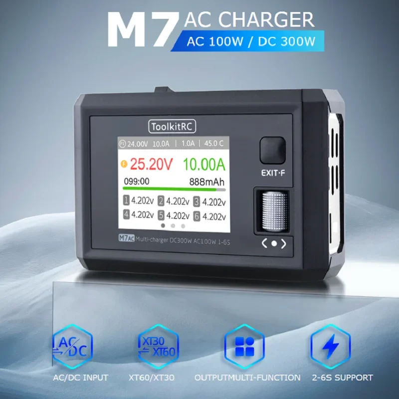 (Новый) Зарядное устройство ToolkitRC M7AC AC100W/DC300W XT60/XT3 с двойным выходом