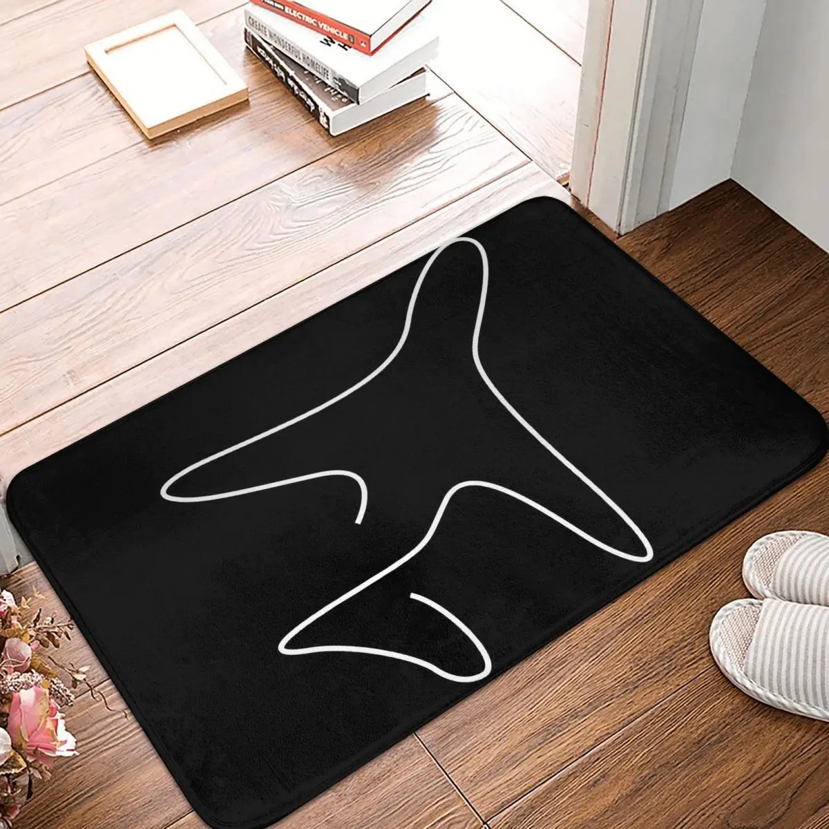 

White Line Plane Kitchen Non-Slip Carpet Airport Living Room Mat Welcome Doormat Home Decoration Rug