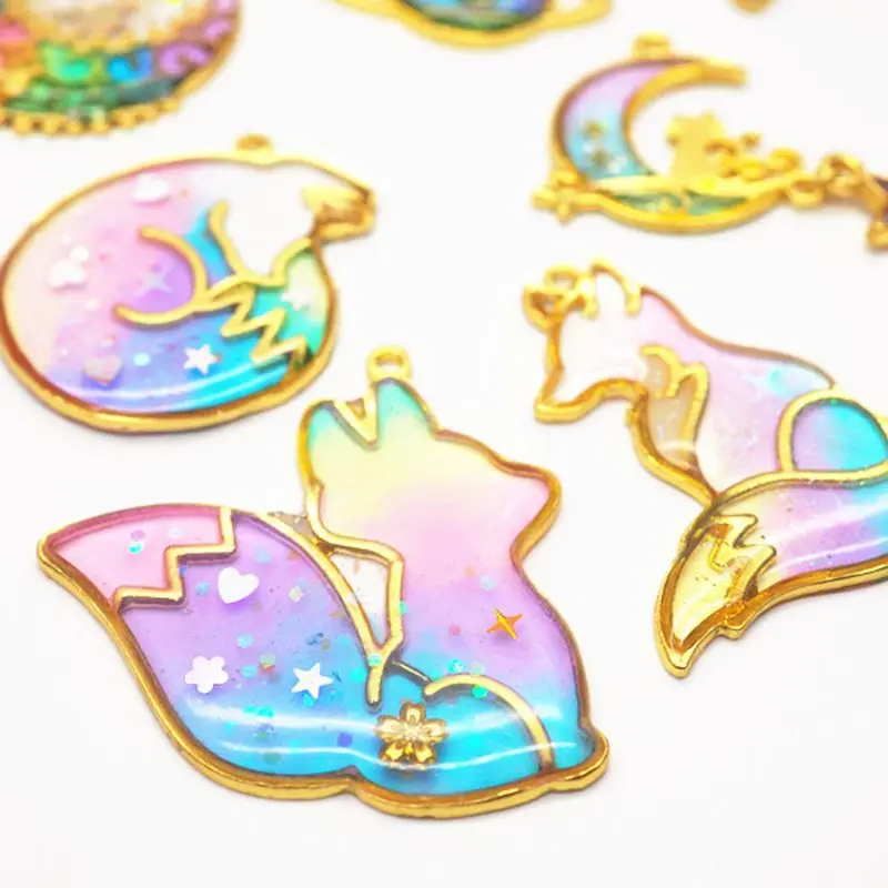 10 шт. для умных лисиц подвеска в виде животного смоляная рамка открытая с петлей