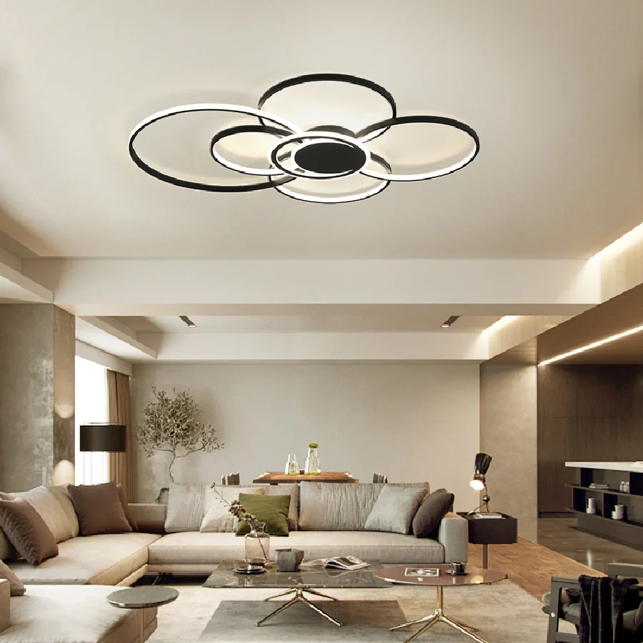 

Black Living Room Bedroom Study Room Modern Led Ceiling Lights Lamp Dimmable RC Black/Gold Color 85-265V Ceiling Lamp Fixtures