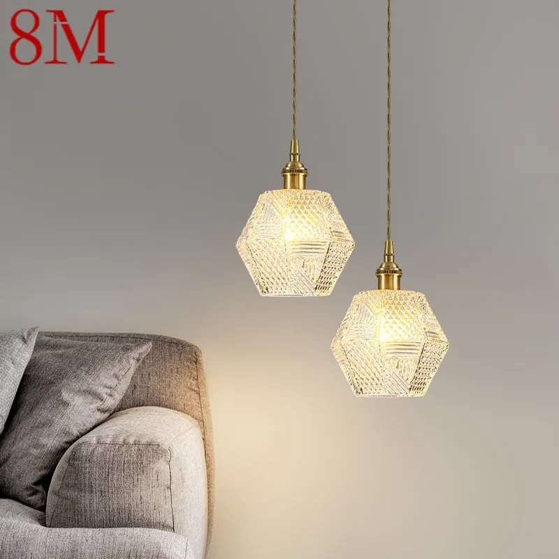 

8M Nordic Brass LED Pendant Lamp Modern Simplicity Creative Glass Hanging Light Fixture For Home Dining Room Bedroom Bar
