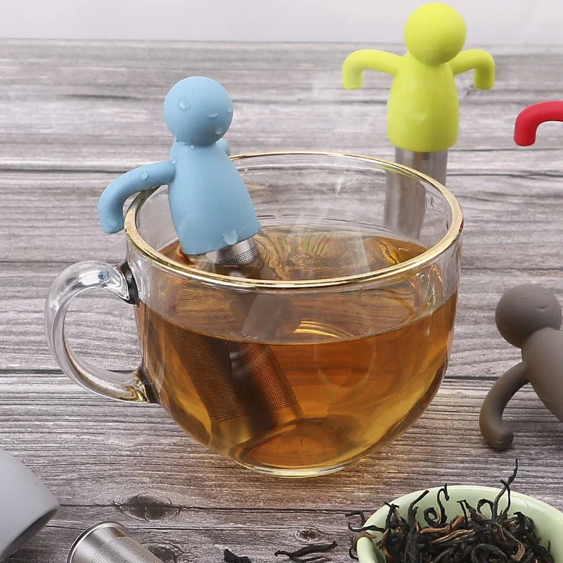 

Little Man Shape Silicone Tea Strainer With Tea Infuser Filter for Brewing Tea Bags Tea Cup Decoration Kitchen Tools Accessories