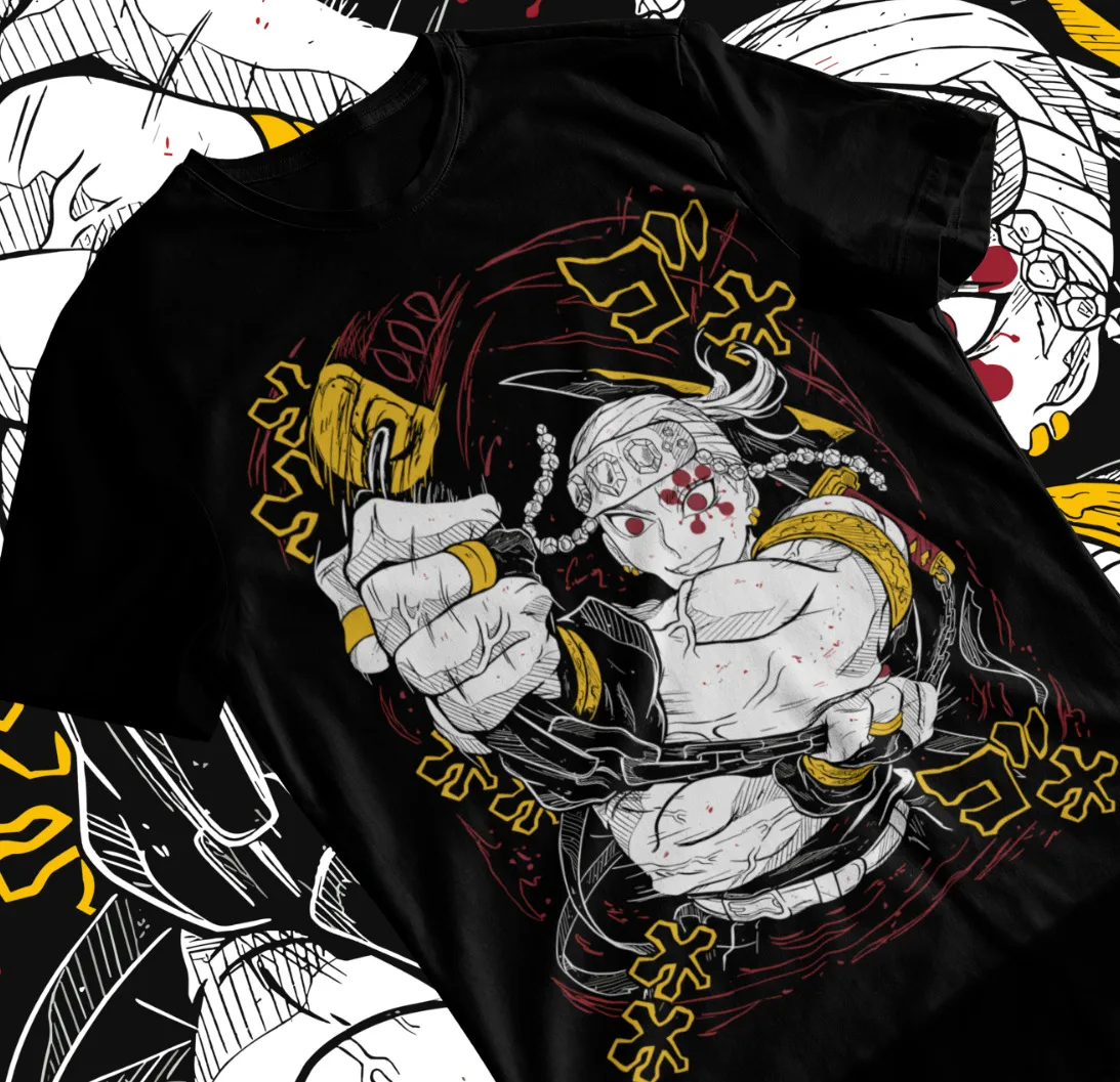 Футболка Tengen Uzui Demon Slayer Kimetsu No Yaiba Hashira Мягкая футболка