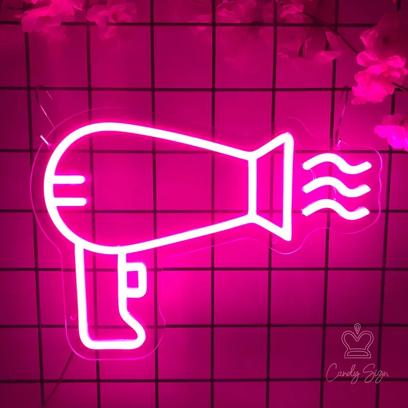 

Hair Dryer Neon Sig Salon Decor Led Sign for Hair Beauty Salon Store Room Wall Decor Pink Neon Light Shop Signage