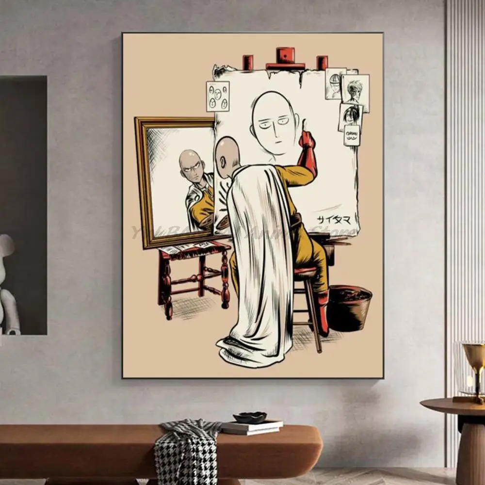 

Funny one punch man anime figure poster Pictures Prints Japanese Manga bandai Canvas paintings Living Room Decoration