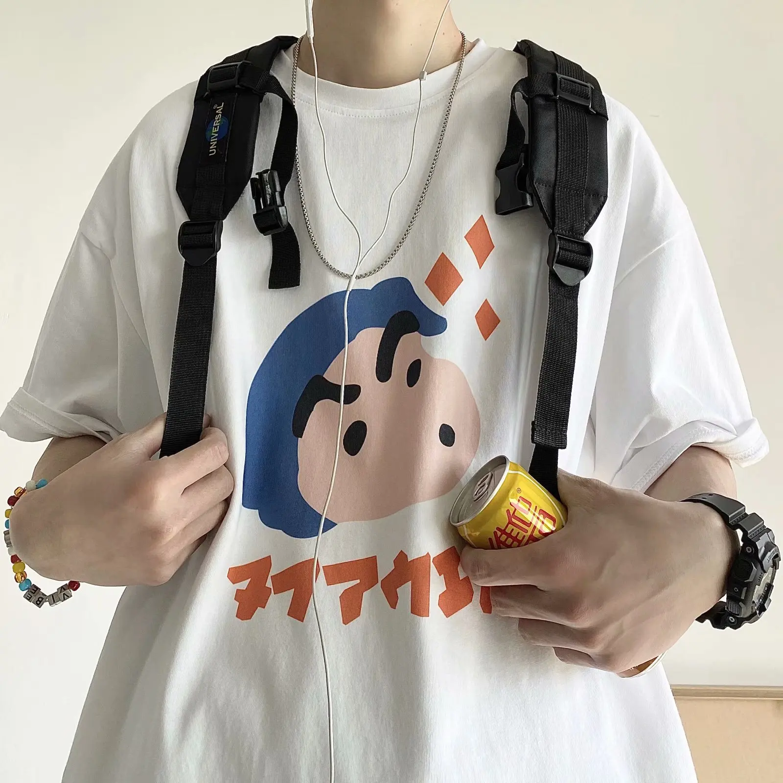 

New summer cartoon printed short sleeve T-shirt male ins tide brand loose Hong Kong style handsome trend half sleeve T-shirt