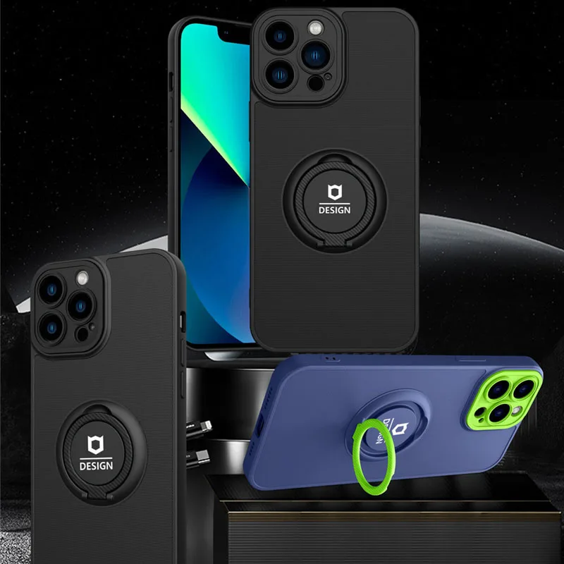 

Echome For Magnetic Stand Silicone Finger Ring Case For IPhone 14 13 Pro Max Plus Shockproof And Waterproof Back Protection Case