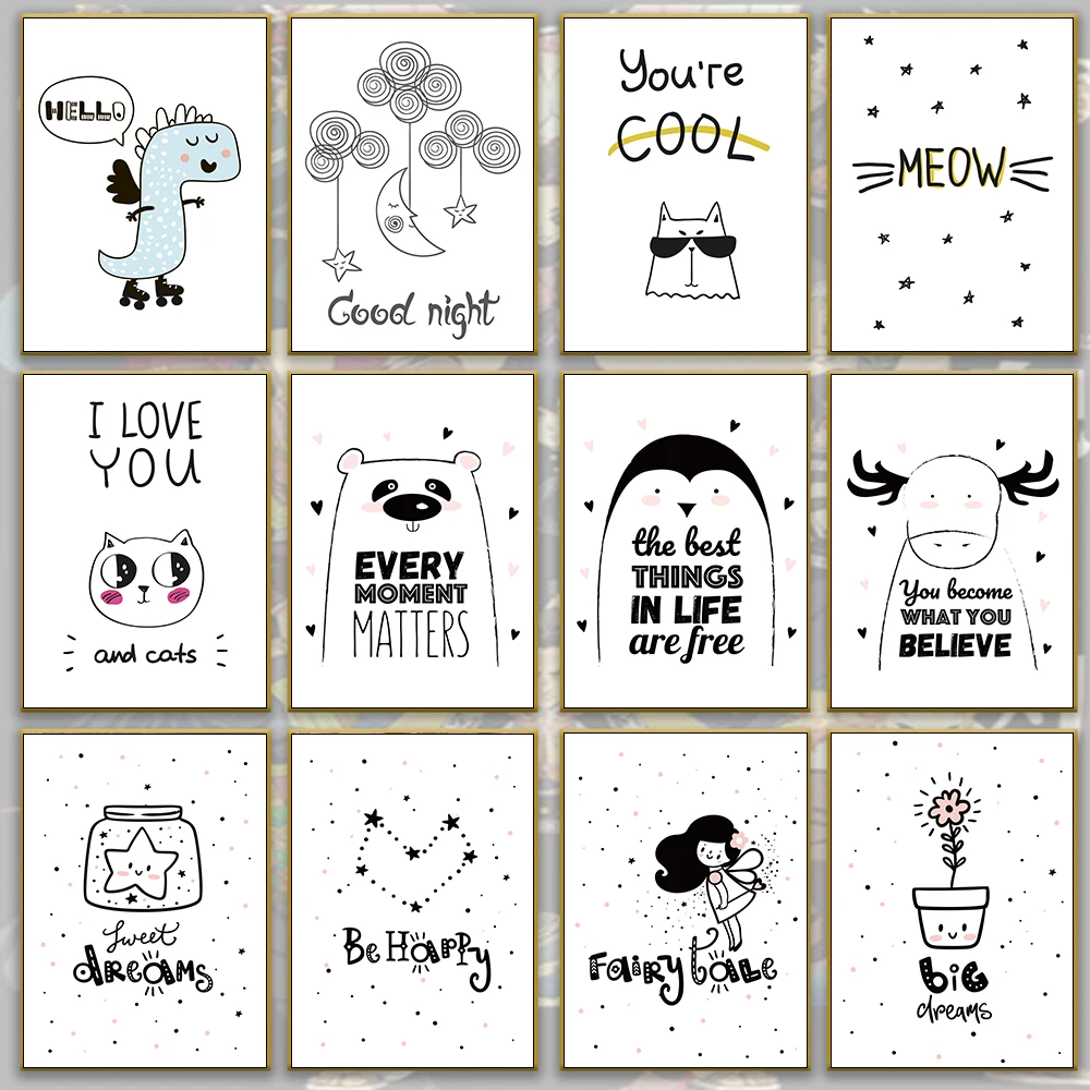 

Star posters Alphabet Number animal Wall Art Nordic style kids bedroom painting Home Decor interior poster canvas painting