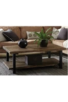 wood solid wood natural medium iron frame design coffee table
