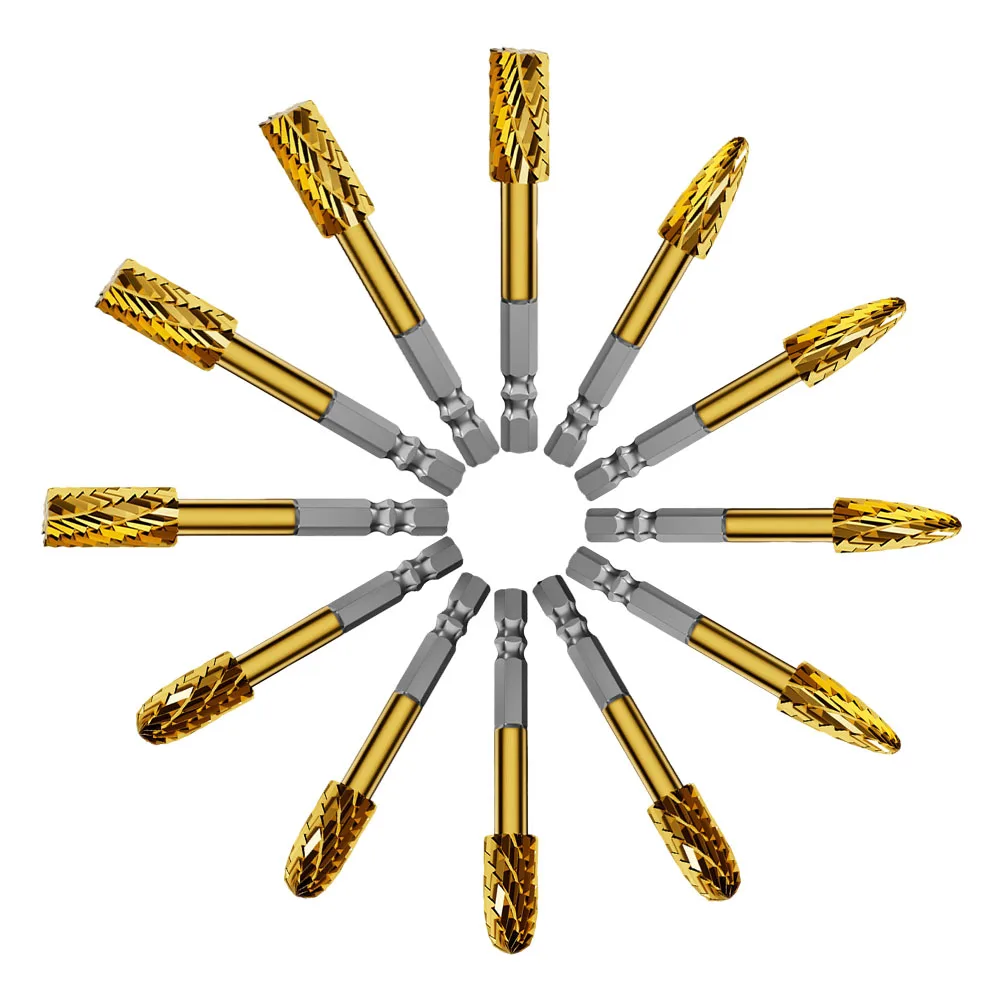 1 шт. роторный фрезерный напильник с шестигранным хвостовиком двойной паз