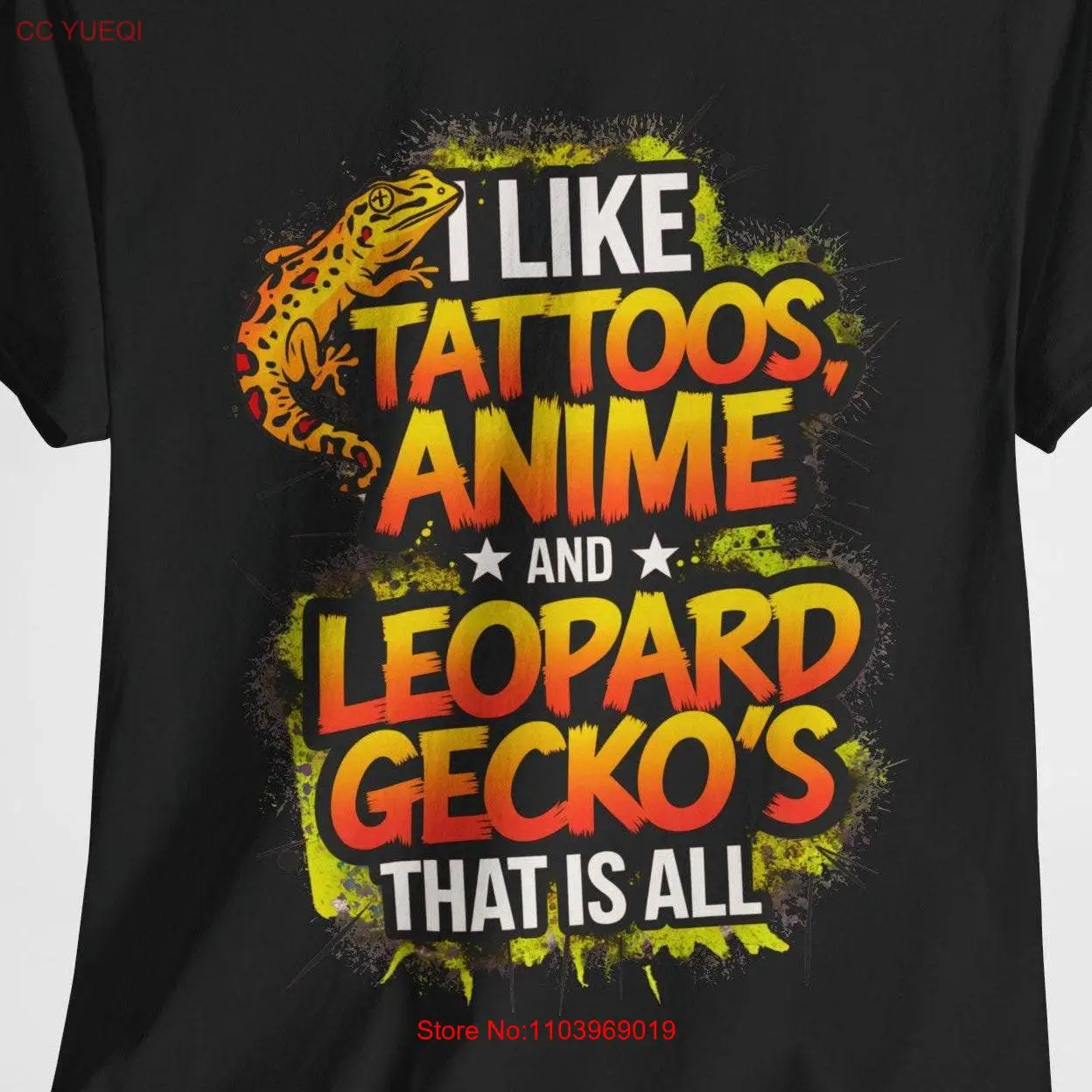 Татуировки Аниме Леопард Гекон Футболка Хлопковый Топ с принтом Любитель