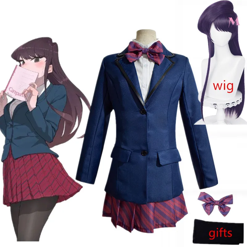 

Shouko Komi Skirt Set Anime Komi Can't Communicate Komi san wa Comyushou desu Cosplay Costume High School Uniform Purple Wig