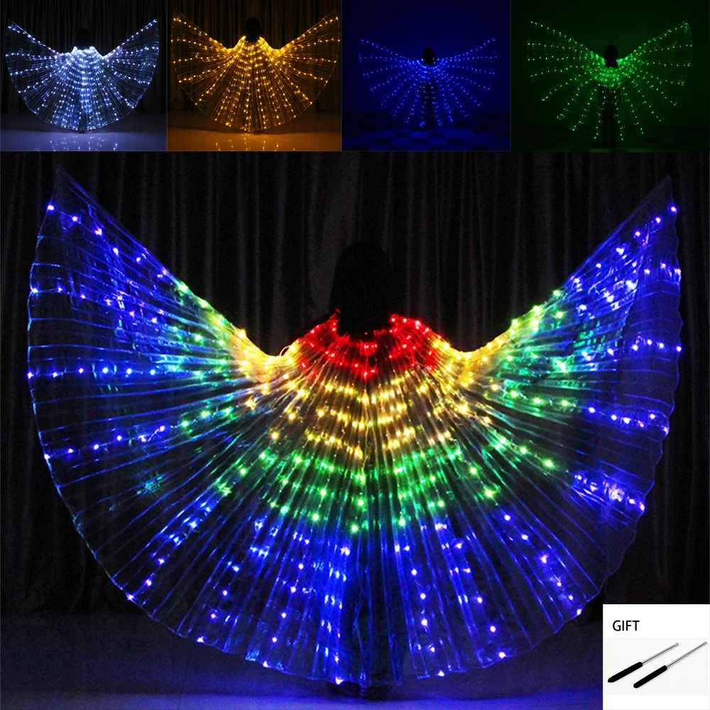 Светодиодный ные крылья бабочки для танца живота, праздничное выступление, флуоресцентные крылья Исиды, карнавальные костюмы для взрослых