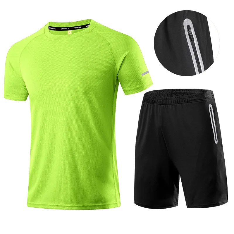 

Men Basketball Sportswear Gym Fitness Cycling Running Casual T-shirt Short Zip Pocket Sleeve Top Bottom Athletic Wear Jerseys