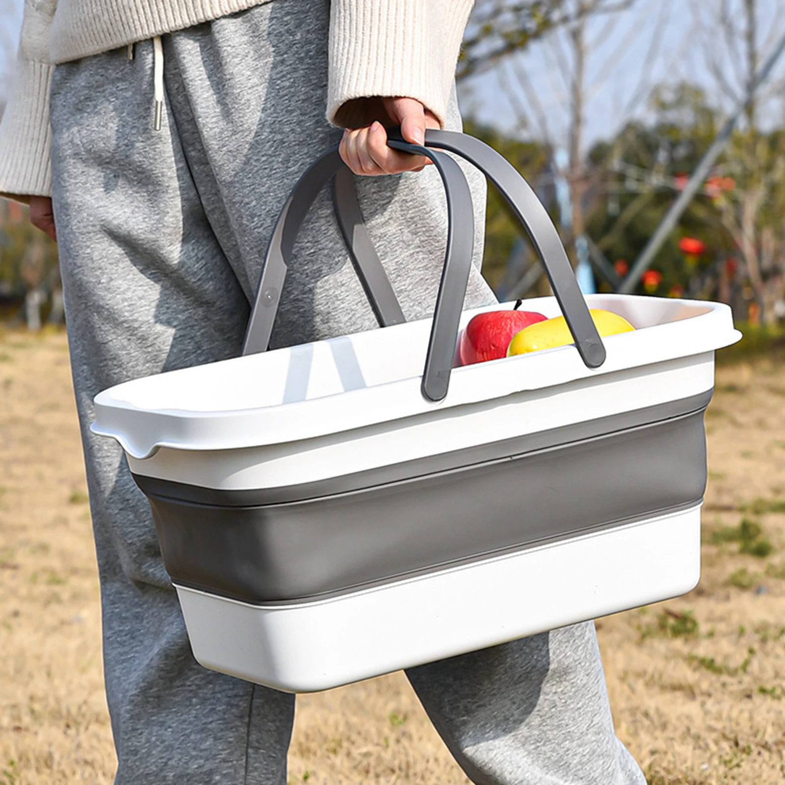 

Portable Folding Picnic Basket Fruit Food Storage Box Outdoor Foldable Table Camping BBQ Storage Basket Car Organizer
