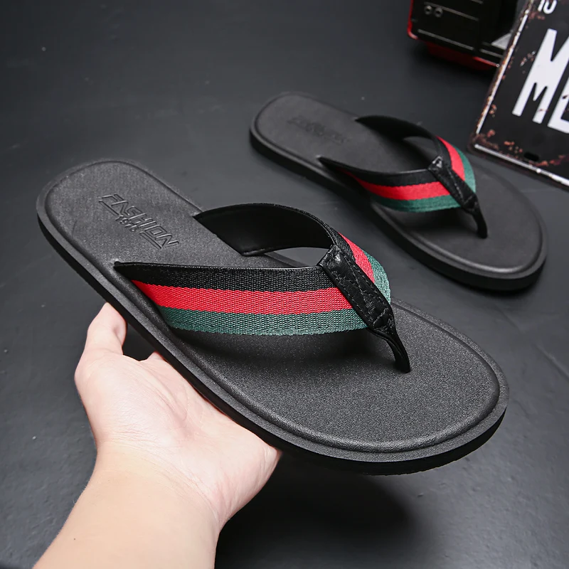 Brand Men Flip Flops Shoes Non-Slip Soft Fashion Male Water Slippers Summer Flat Mens Outdoor Beach Shoes Slides Luxury Slipper