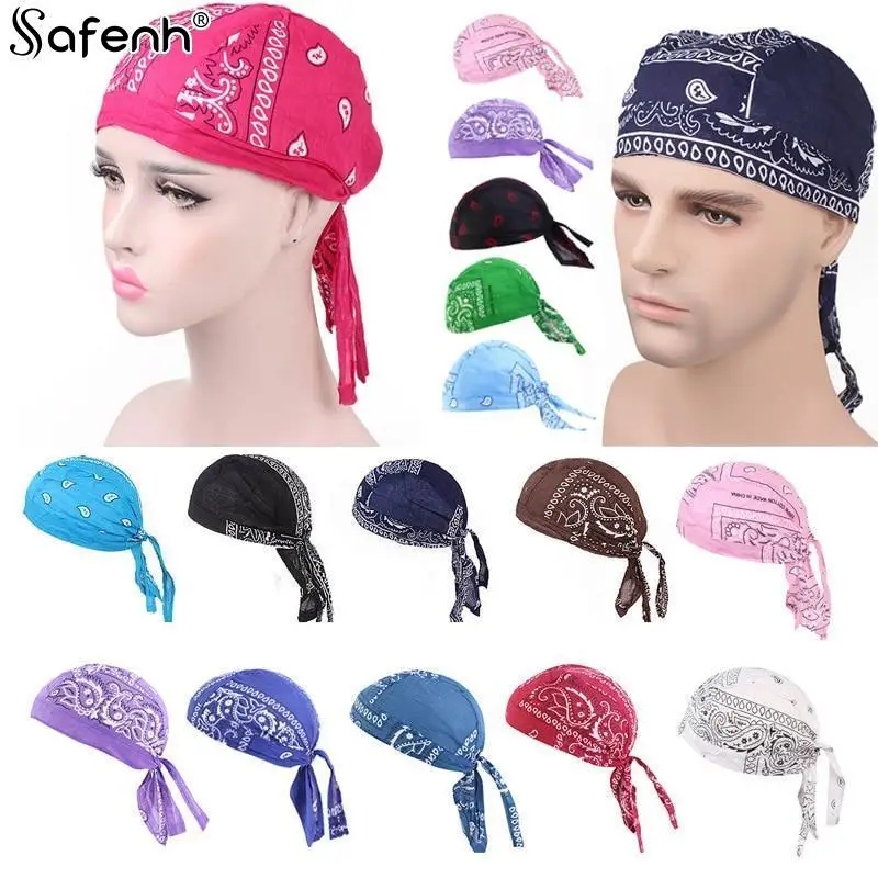 

1PCS Cotton Cycling Pirate Bandana Men Women Headwraps Bike Headband Headcloth Sweat Wicking Beanie Hip-hop Turban Head Scarf