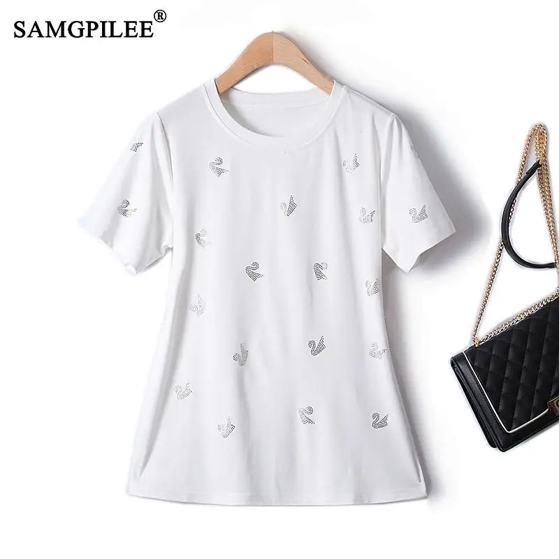 

Футболка женская оверсайз, тяжелая Роскошная легкая модная эластичная с круглым вырезом и коротким рукавом, Европейская станция