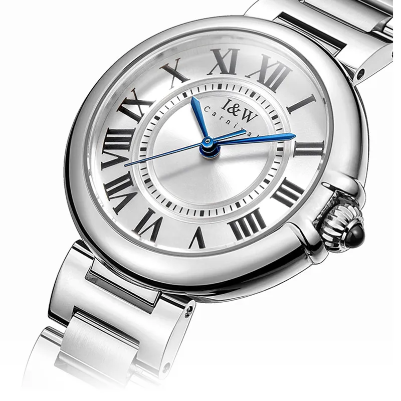Switzerland Carnival I&W Luxury Brand Japan MIYOTA Quartz Women's Watches 7.5mm Ultra-thin Sapphire Waterproof Steel Clocks C602