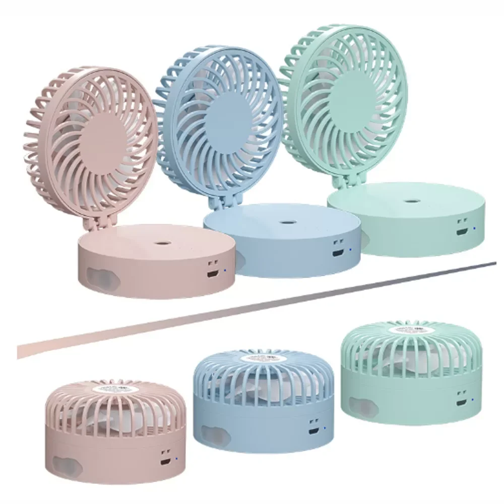 

USB Mini Handheld Spray Fan 7 Fan Blades Small Humidifier Creative Color Luminous Spray Hanging Neck Portable Mini Fan Gifts