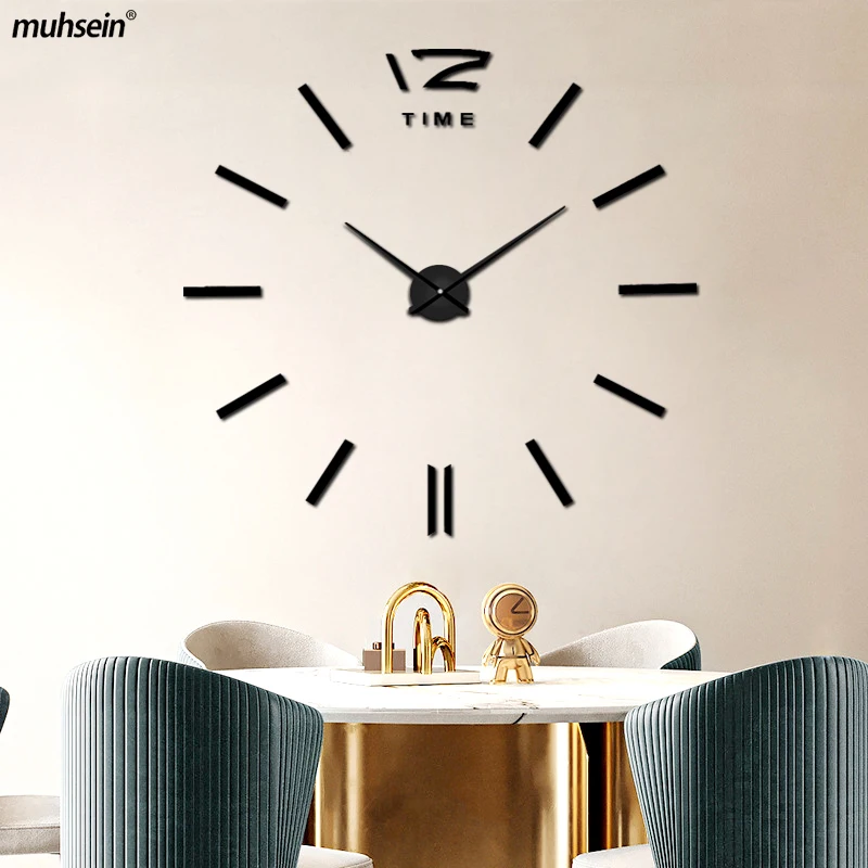 

Muhsein Decoration Wall Clock DIY Acrylic Mirror Wall Stickers Clock 3D Mute Decor Hoom Quartz Needle Big Number Clock Free Ship