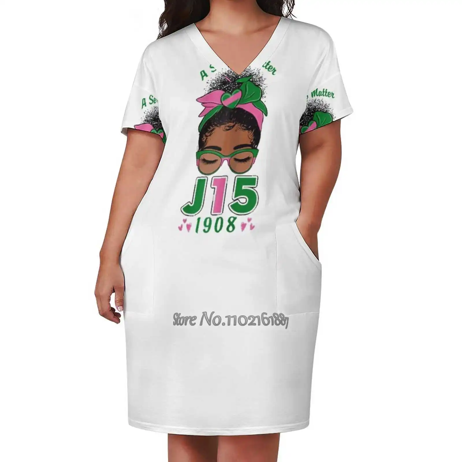 

Женское платье с V-образным вырезом и принтом, в стиле кэжуал