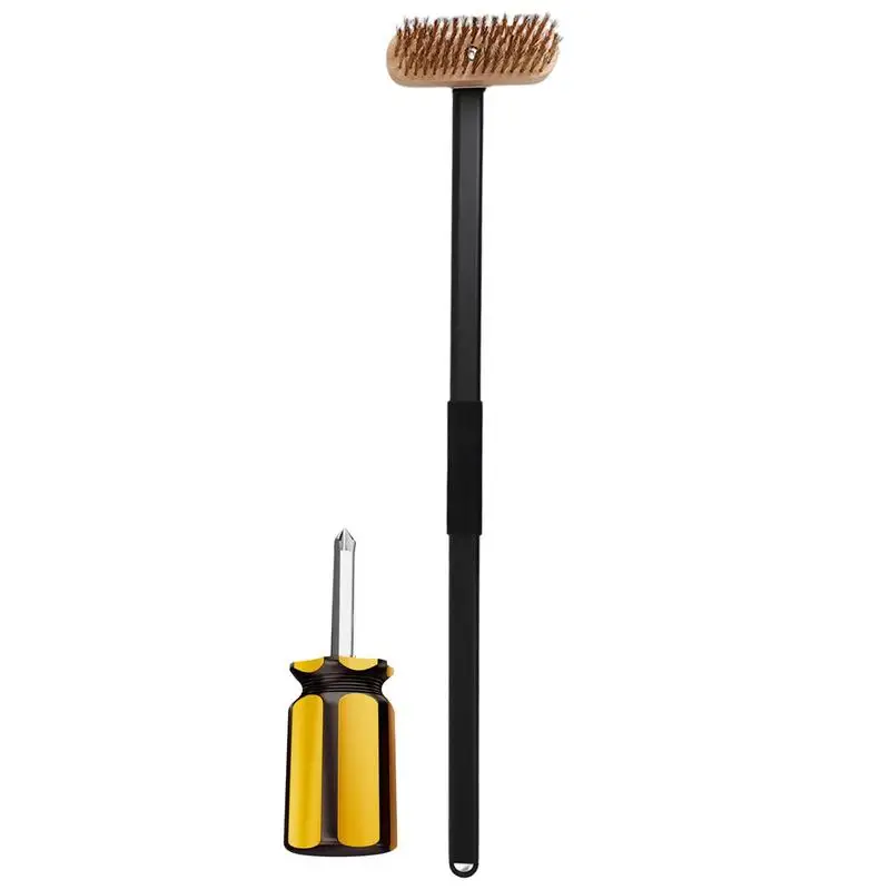 

Pizza Oven Brush Pizza Stone Brush With Non-scratch Heat Proof Brass Bristles Scraper For Pizza Oven Tool For Pizza Stone