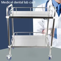 Hospital Medical Lab 2 Layers Cart Trolley Stainless Steel Serving Equipment