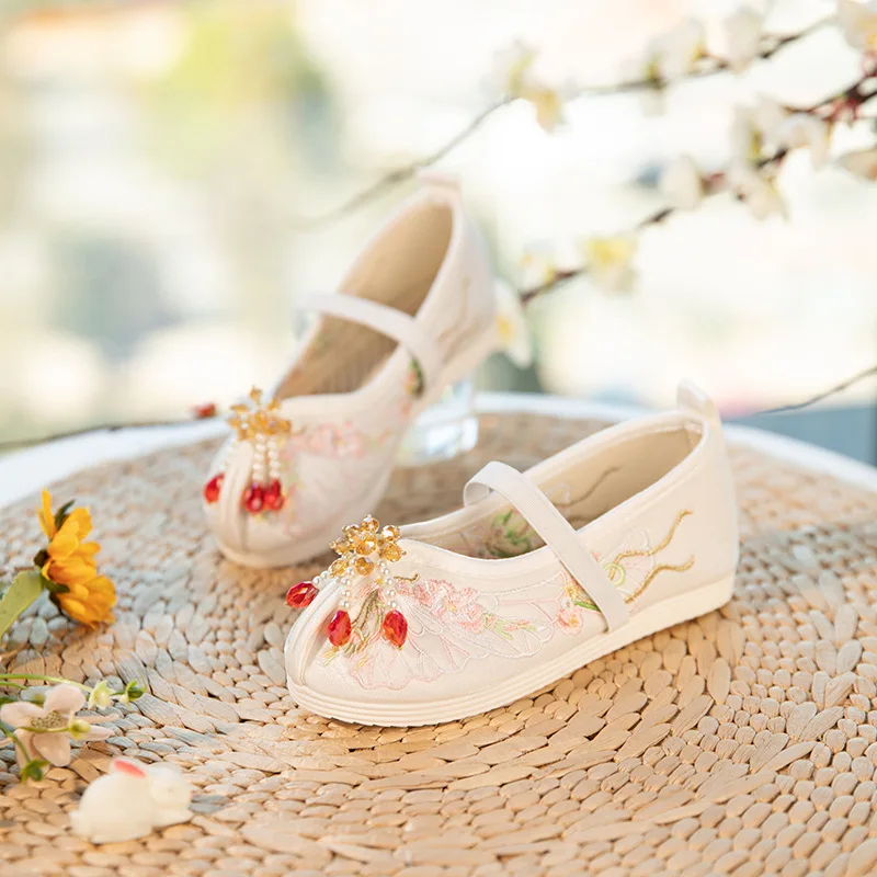 CY413 Обувь с вышивкой Hanfu для девочек детская модельная обувь ручной работы в