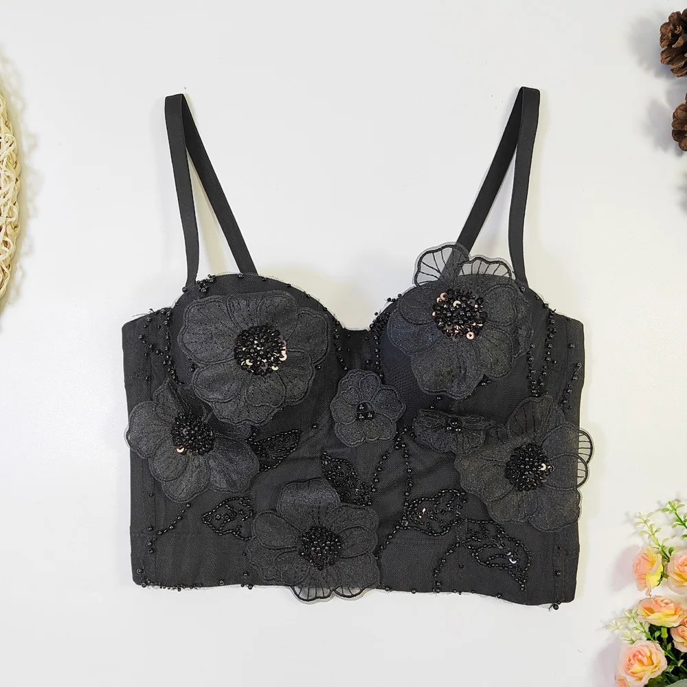 Женский укороченный корсет с открытой спиной жемчужинами