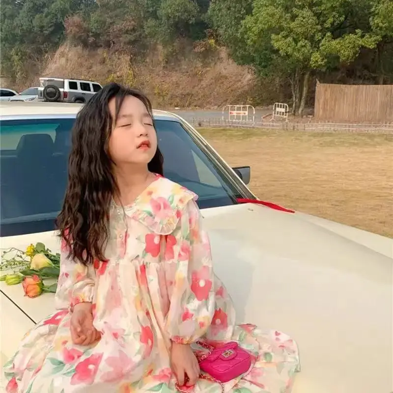 

Kids Girls Dresses Korean Style Lace Princess Dresses Elegant Floral Dress Children Clothing Baby Wedding Party Fashion Vestidos