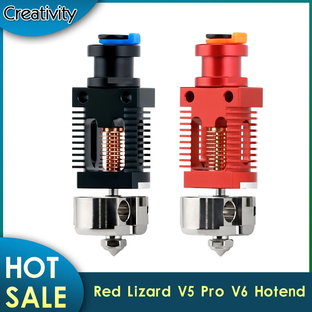 

3D Printer Hotend Red Lizard V5 Pro V6 Hotend Assembled Bi-Metal HeatBreak Copper Hotend for Ender 3 Ender-3 V2 CR10 CR10S
