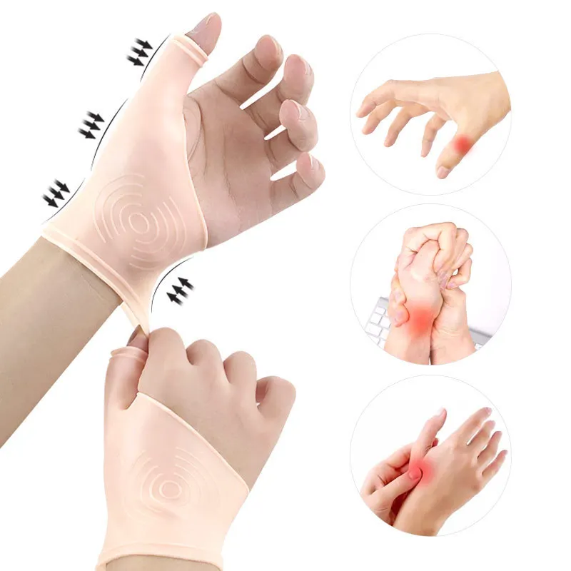 

Silicone Gel Therapy Wrist Thumb Support Gloves Arthritis Pressure Corrector Glove Carpal Tendonitis Protection Gloves New