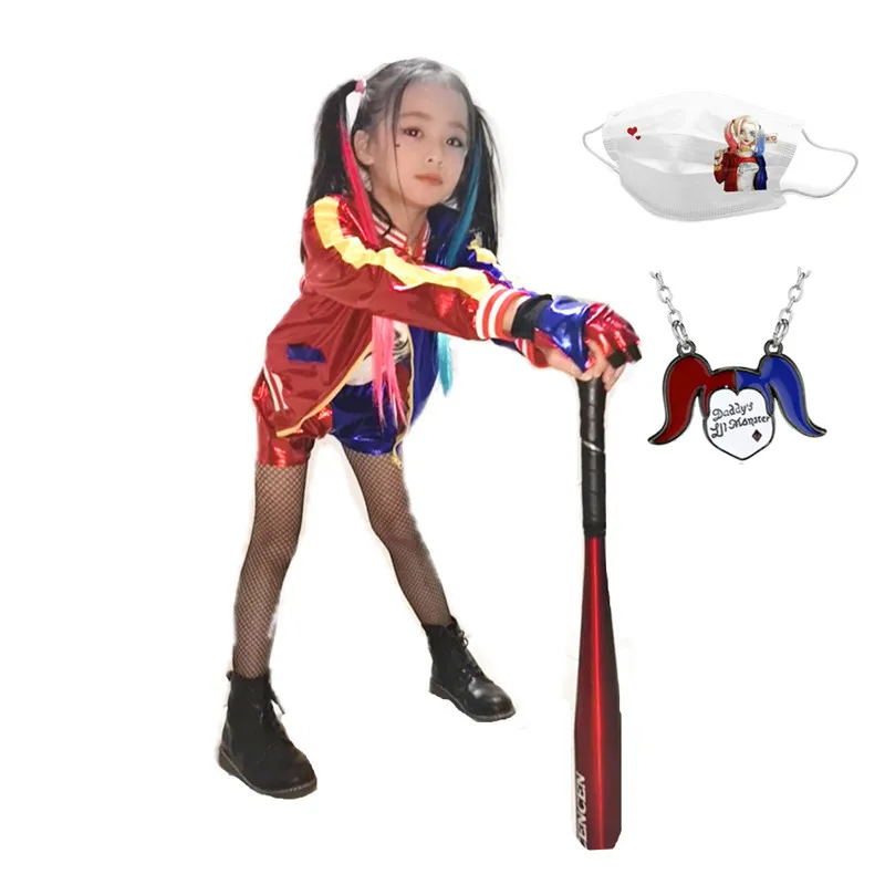 Женская одежда яркая детская Карнавальная женская футболка ремень парик