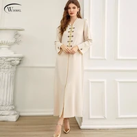 ba305 new apricot phnom penh hand sewn diamond elegant dress muslim women dress gown