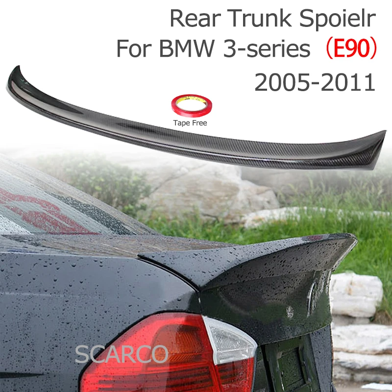 

For BMW 3 Series E90 Sedan Spoiler 2005-2012 Auto Rear Trunk Extensio Ducktail Lip Cover Trim Real Carbon Fiber Car Accessories