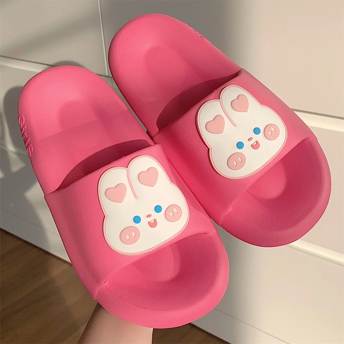 Cute Rabbit Patch Design Women Slippers EVA Thick Sole Summer Outdoor Non-slip Home Ladies Platform Woman Shoes Beach Slides