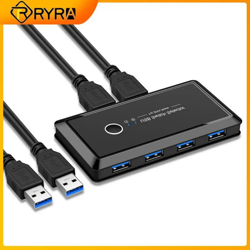 

Квм-переключатель RYRA USB 3,0 2,0, квм-переключатель для Windows 10, ПК, клавиатуры, мыши, принтера, 2 шт., совместное использование 4 устройств, USB-перекл...